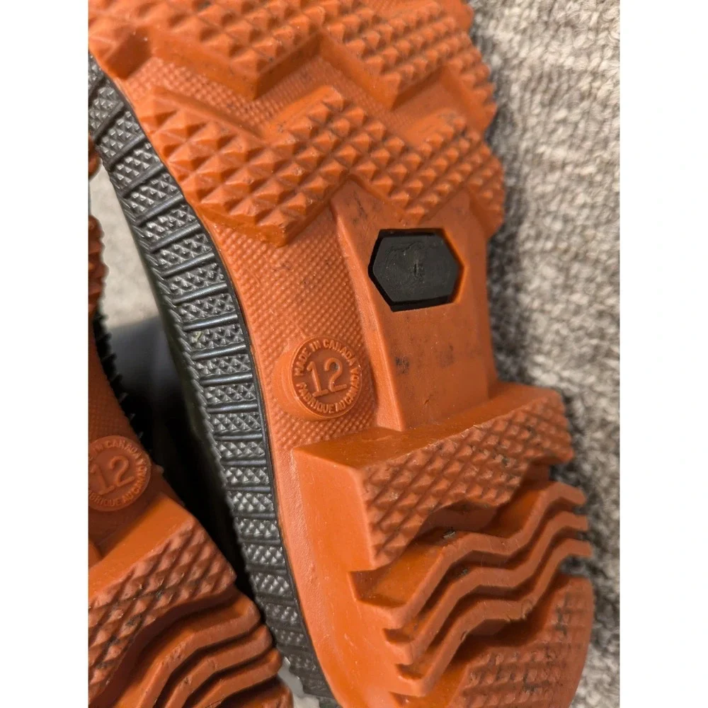 Black Rubber‎ Rain Boots Orange Lug Sole Made in Canada Mens 12 Waterproof Work